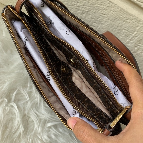 calvin klein double zip crossbody